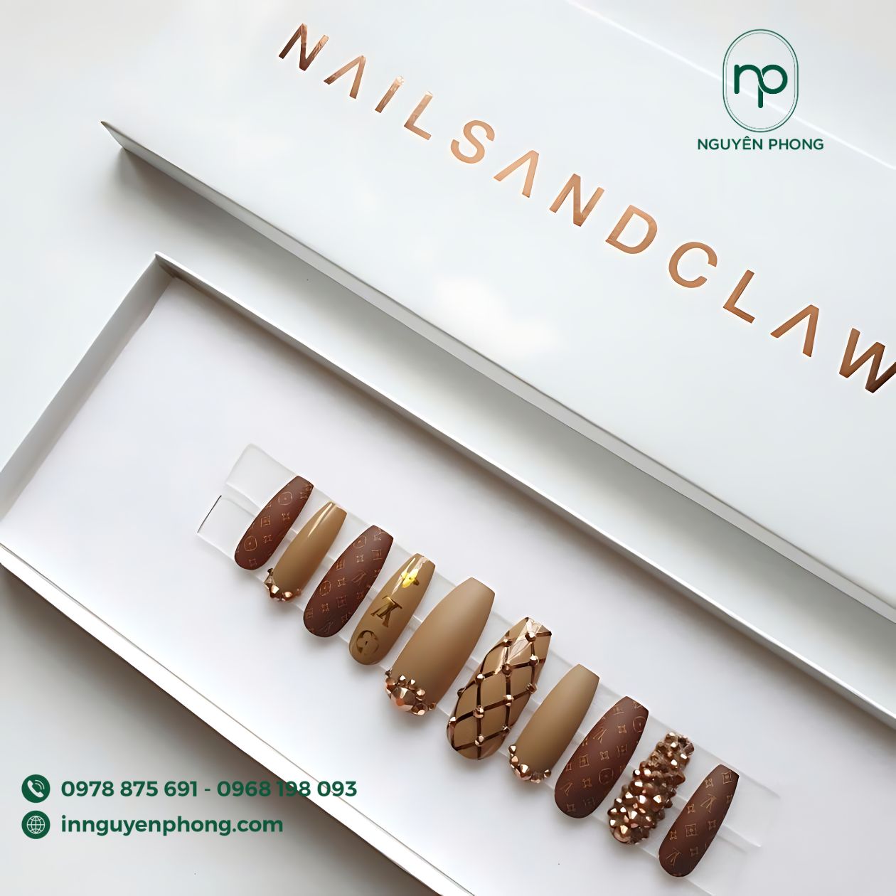 Mẫu hộp giấy đựng nail  nặp âm dương